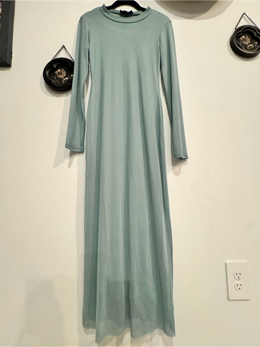 See You Monday Long Sleeve Maxi Dress in Sage Green size M
